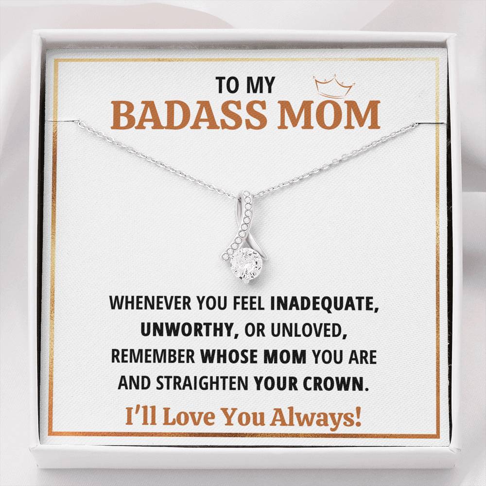 TO MY BADASS MOM CROWN ALLURING BEAUTY NECKLACE GIFT SET - ON CLOUD NINE GIFTS