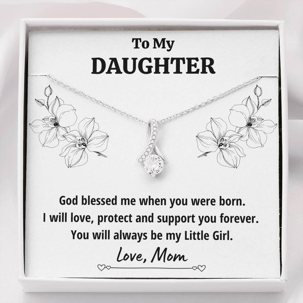 TO MY DAUGHTER FROM MOM "LITTLE GIRL" ALLURING BEAUTY NECKLACE GIFT SET - ON CLOUD NINE GIFTS