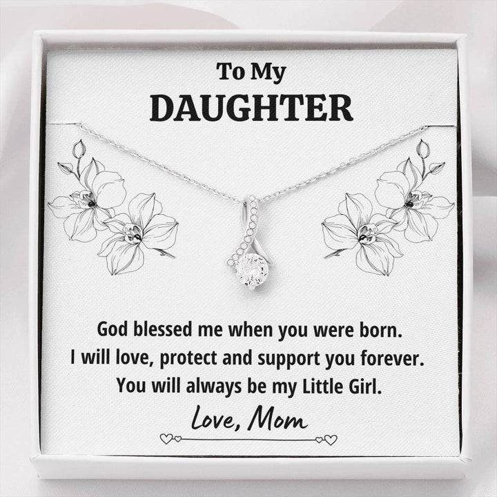 TO MY DAUGHTER FROM MOM "LITTLE GIRL" ALLURING BEAUTY NECKLACE GIFT SET - ON CLOUD NINE GIFTS