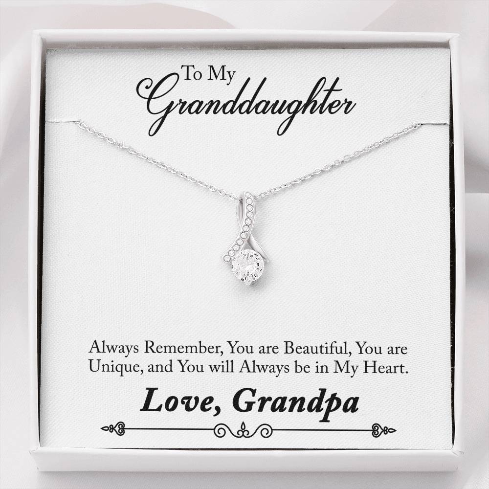 TO MY GRANDDAUGHTER "ALWAYS REMEMBER - SO" ALLURING BEAUTY NECKLACE GIFT SET - ON CLOUD NINE GIFTS