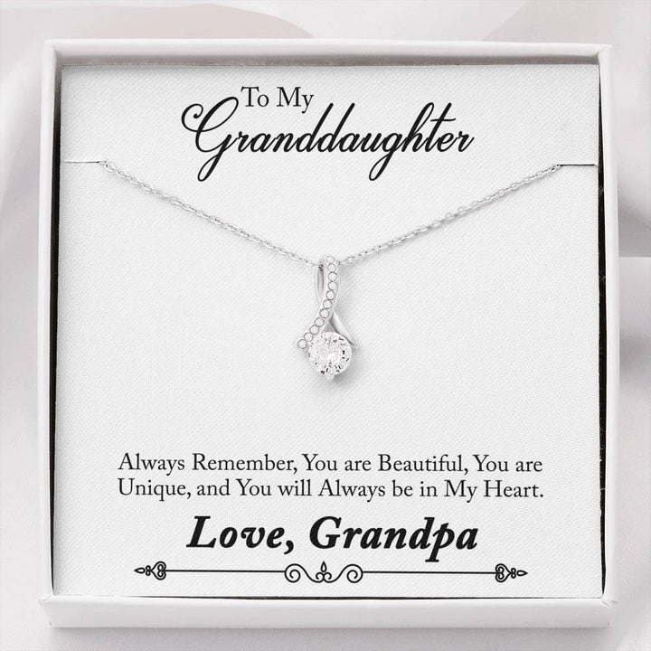 TO MY GRANDDAUGHTER "ALWAYS REMEMBER - SO" ALLURING BEAUTY NECKLACE GIFT SET - ON CLOUD NINE GIFTS