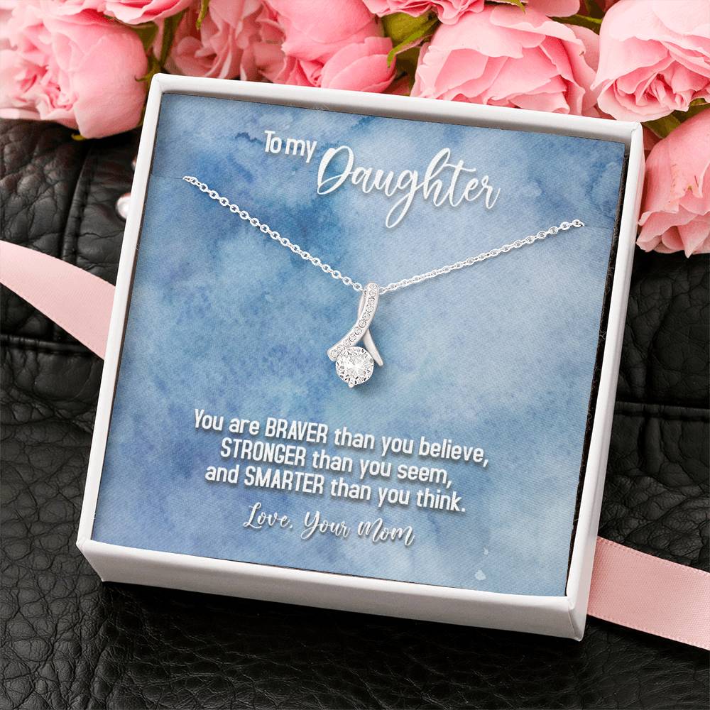 TO MY DAUGHTER "BRAVER - SO" ALLURING BEAUTY NECKLACE GIFT SET - ON CLOUD NINE GIFTS