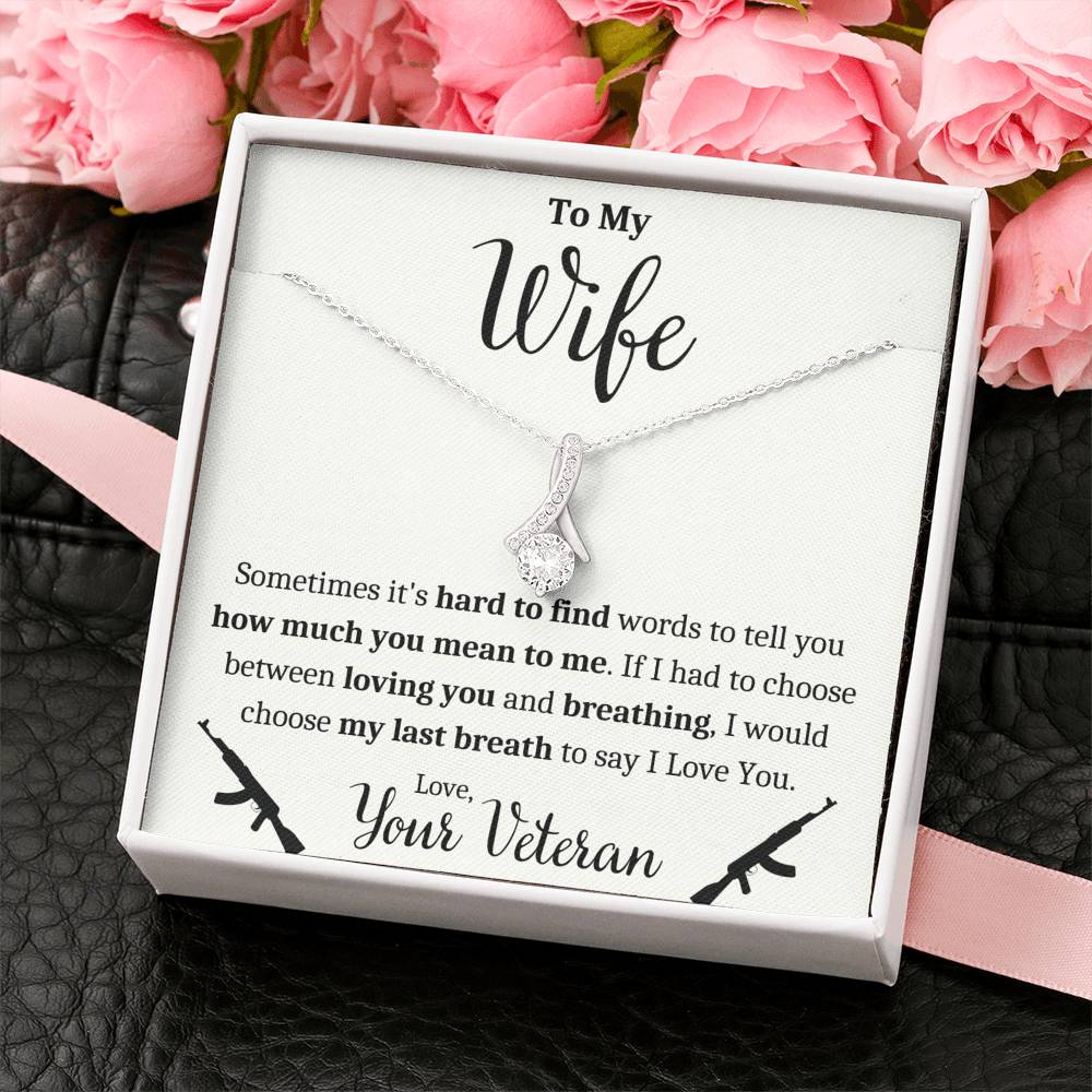 TO MY WIFE "VETERAN - BREATHING" ALLURING BEAUTY NECKLACE GIFT SET - ON CLOUD NINE GIFTS