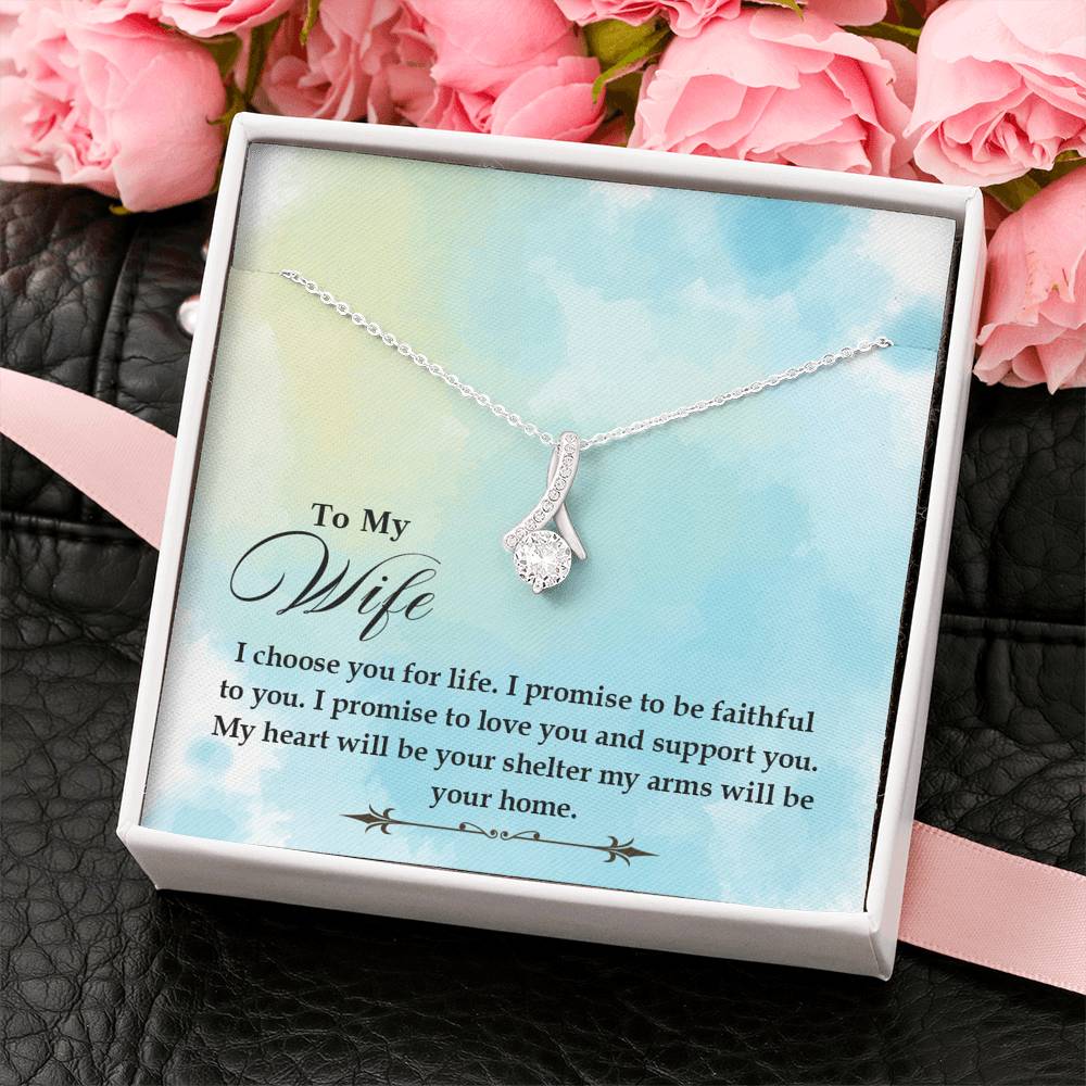 TO MY WIFE "SHELTER- SO" ALLURING BEAUTY NECKLACE GIFT SET - ON CLOUD NINE GIFTS