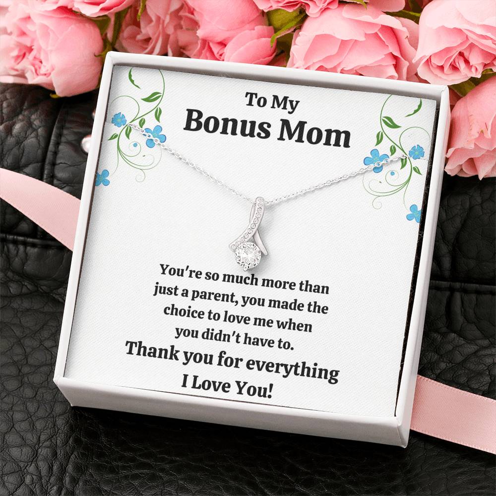 TO MY BONUS MOM "CHOICE TO LOVE ME" ALLURING BEAUTY NECKLACE GIFT SET - ON CLOUD NINE GIFTS