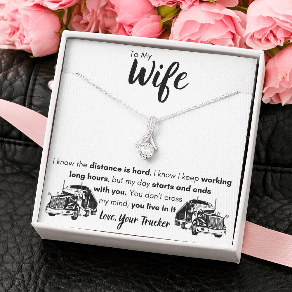 TO MY WIFE "LOVE, YOUR TRUCKER" ALLURING BEAUTY NECKLACE GIFT SET - ON CLOUD NINE GIFTS
