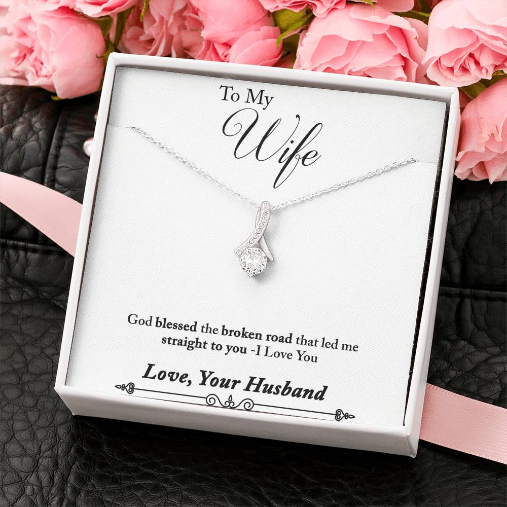TO MY WIFE "BROKEN ROAD - SO" ALLURING BEAUTY NECKLACE GIFT SET - ON CLOUD NINE GIFTS
