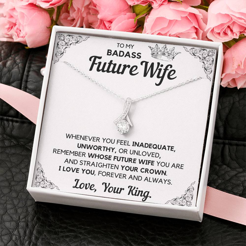TO MY BADASS FUTURE WIFE CROWN ALLURING BEAUTY NECKLACE GIFT SET - ON CLOUD NINE GIFTS