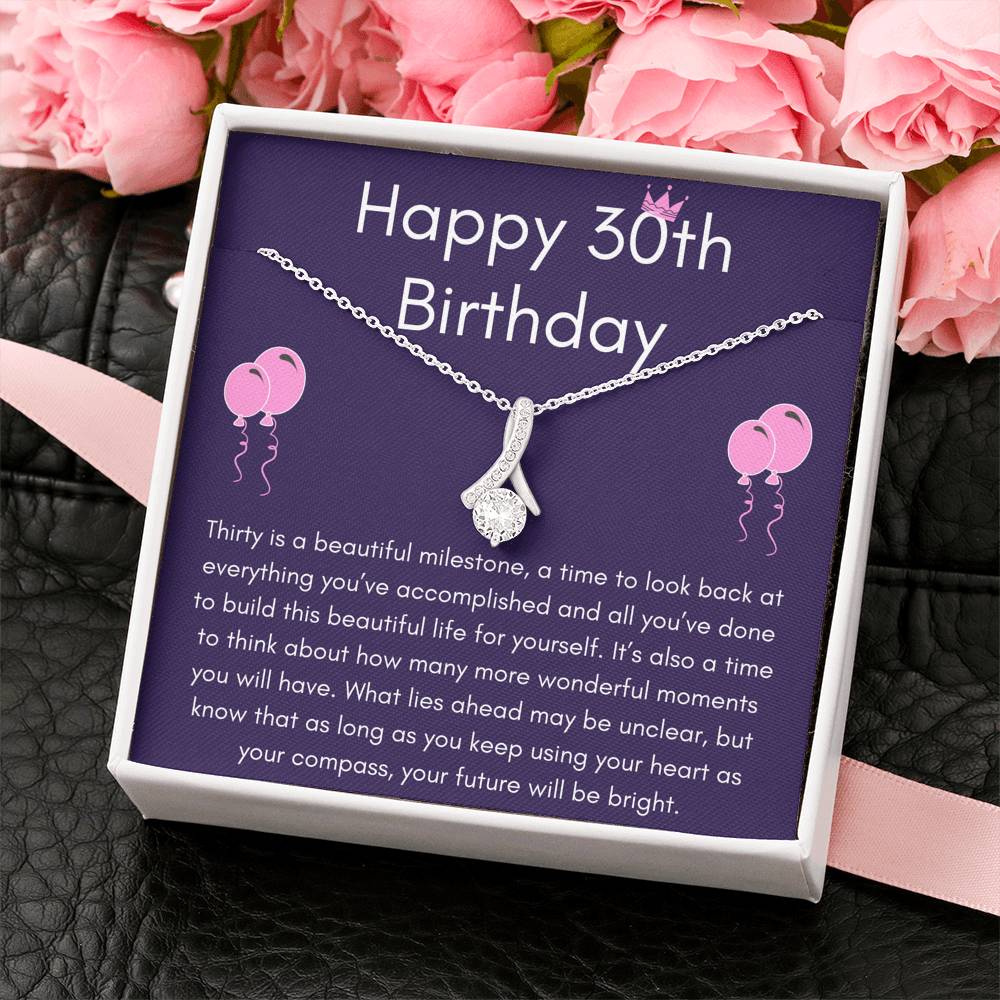 HAPPY 30TH BIRTHDAY "THIRTY IS A BEAUTIFUL MILESTONE" ALLURING BEAUTY NECKLACE GIFT SET - ON CLOUD NINE GIFTS
