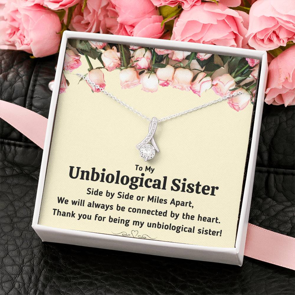 TO MY UNBIOLOGICAL SISTER "CONNECTED BY THE HEART" ALLURING BEAUTY NECKLACE GIFT SET - ON CLOUD NINE GIFTS