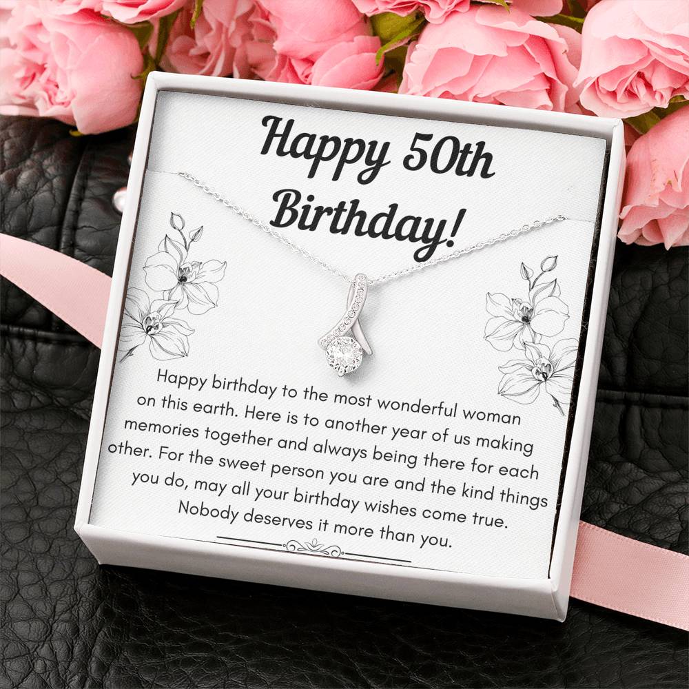 HAPPY 50TH BIRTHDAY ALLURING BEAUTY NECKLACE GIFT SET - ON CLOUD NINE GIFTS