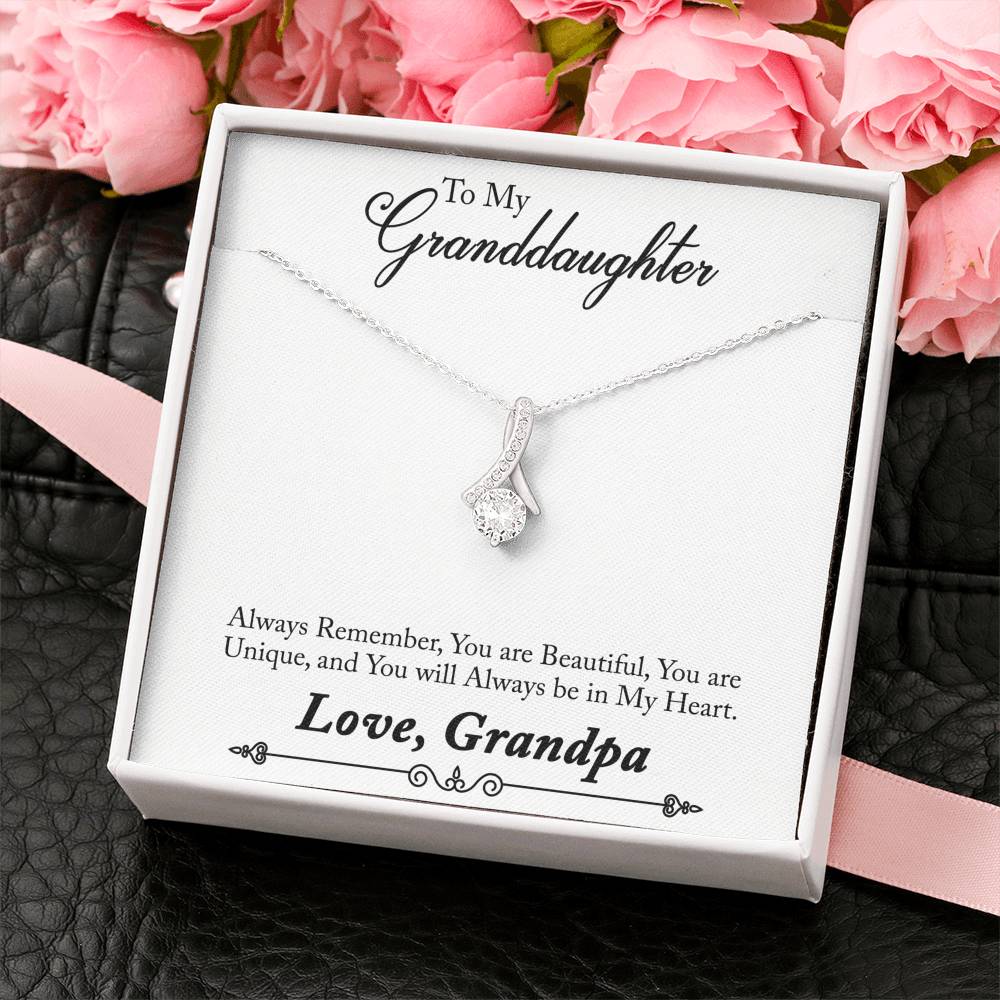 TO MY GRANDDAUGHTER "ALWAYS REMEMBER - SO" ALLURING BEAUTY NECKLACE GIFT SET - ON CLOUD NINE GIFTS
