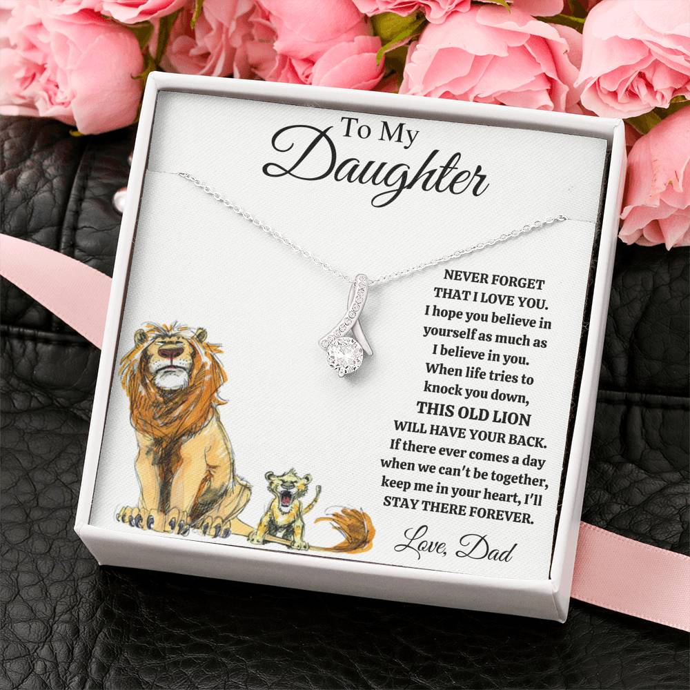 TO MY DAUGHTER "THIS OLD LION - DRAWING" ALLURING BEAUTY NECKLACE GIFT SET - ON CLOUD NINE GIFTS
