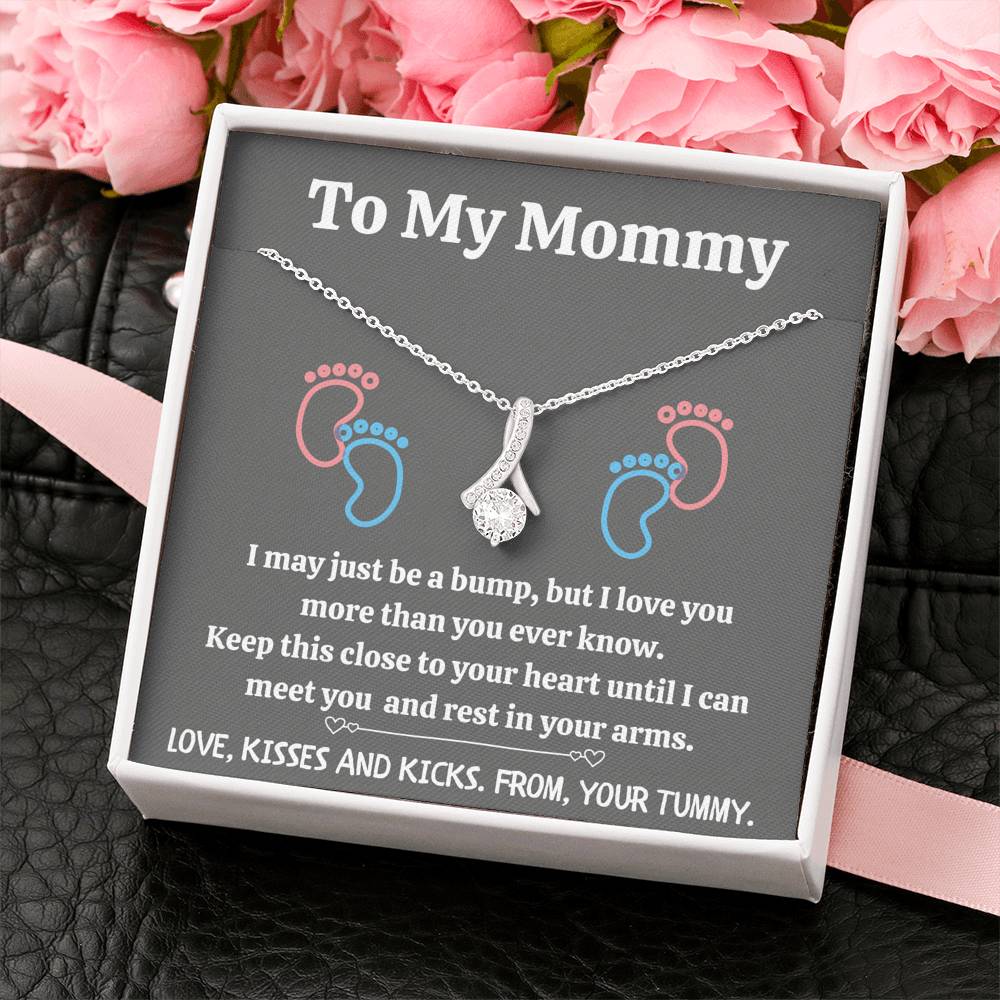 TO MY MOMMY "BABY FEET - GRAY" ALLURING BEAUTY NECKLACE GIFT SET - ON CLOUD NINE GIFTS