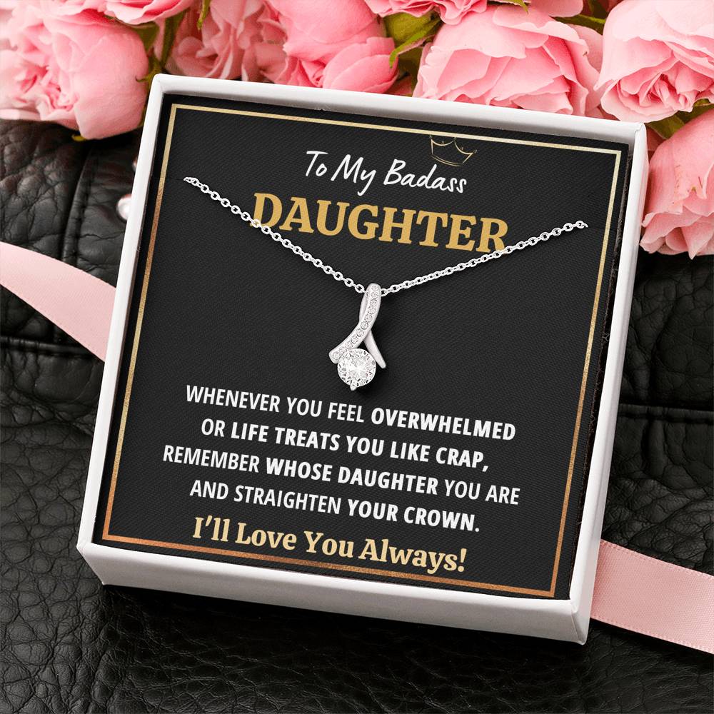 TO MY BADASS DAUGHTER "CRAP - BLACK" ALLURING BEAUTY NECKLACE GIFT SET - ON CLOUD NINE GIFTS