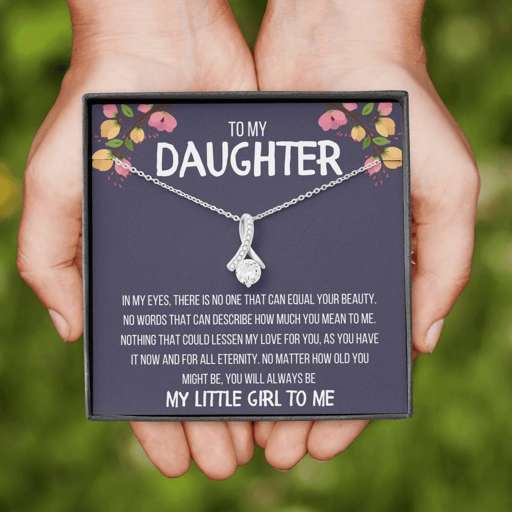 TO MY DAUGHTER "MY LITTLE GIRL TO ME" ALLURING BEAUTY NECKLACE GIFT SET - ON CLOUD NINE GIFTS