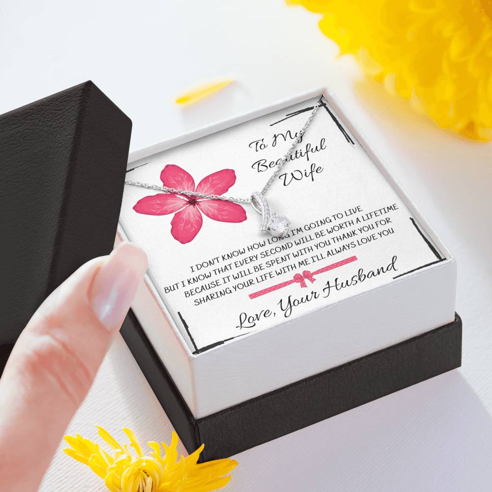 TO MY BEAUTIFUL WIFE "EVERY SECOND" ALLURING BEAUTY NECKLACE GIFT SET - ON CLOUD NINE GIFTS