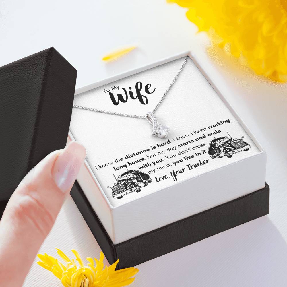 TO MY WIFE "LOVE, YOUR TRUCKER" ALLURING BEAUTY NECKLACE GIFT SET - ON CLOUD NINE GIFTS