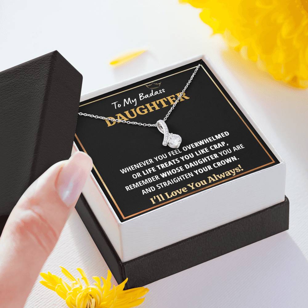 TO MY BADASS DAUGHTER "CRAP - BLACK" ALLURING BEAUTY NECKLACE GIFT SET - ON CLOUD NINE GIFTS