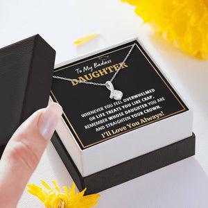 TO MY BADASS DAUGHTER "CRAP - BLACK" ALLURING BEAUTY NECKLACE GIFT SET - ON CLOUD NINE GIFTS