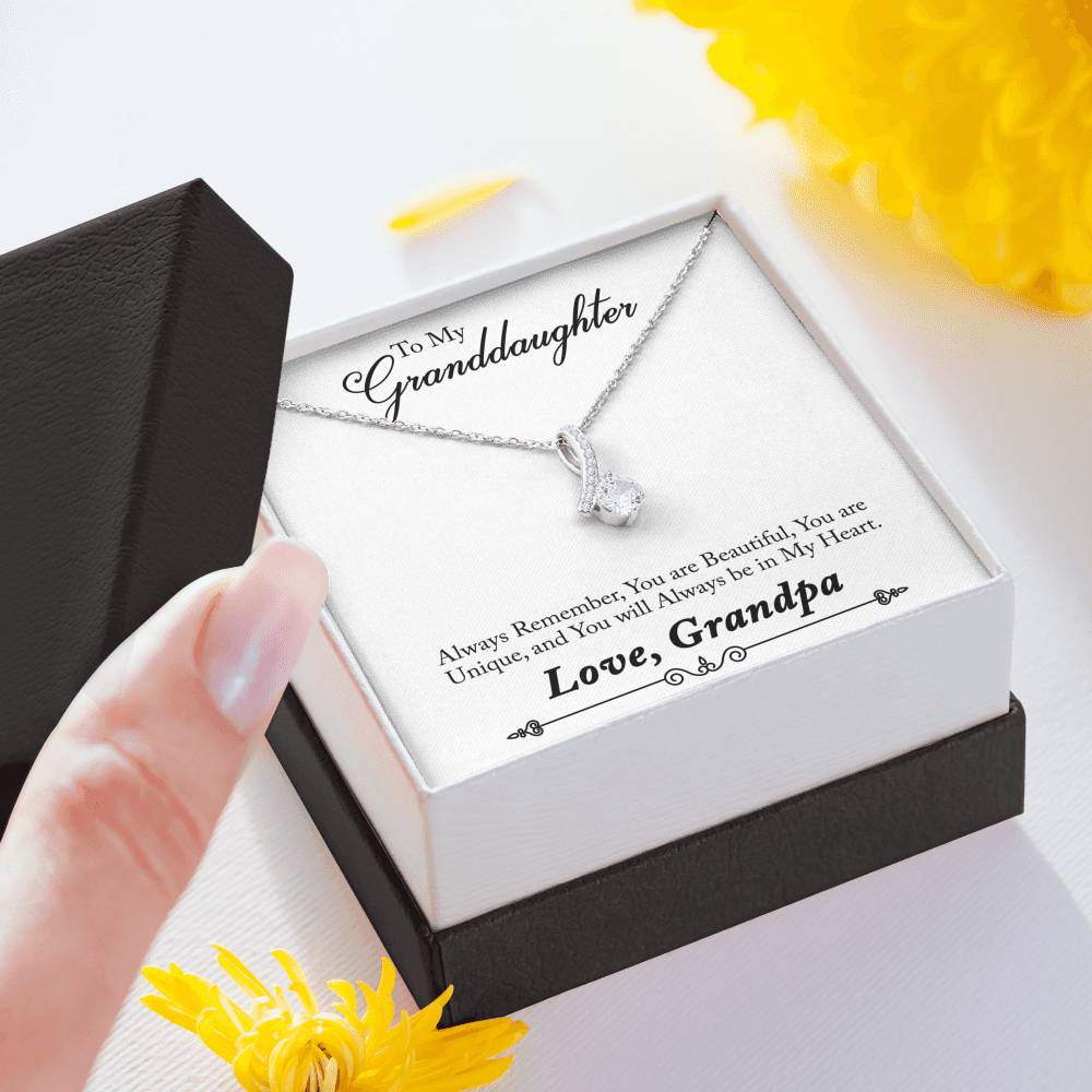 TO MY GRANDDAUGHTER "ALWAYS REMEMBER - SO" ALLURING BEAUTY NECKLACE GIFT SET - ON CLOUD NINE GIFTS