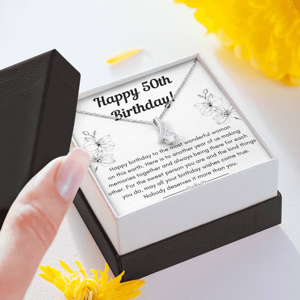 HAPPY 50TH BIRTHDAY ALLURING BEAUTY NECKLACE GIFT SET - ON CLOUD NINE GIFTS
