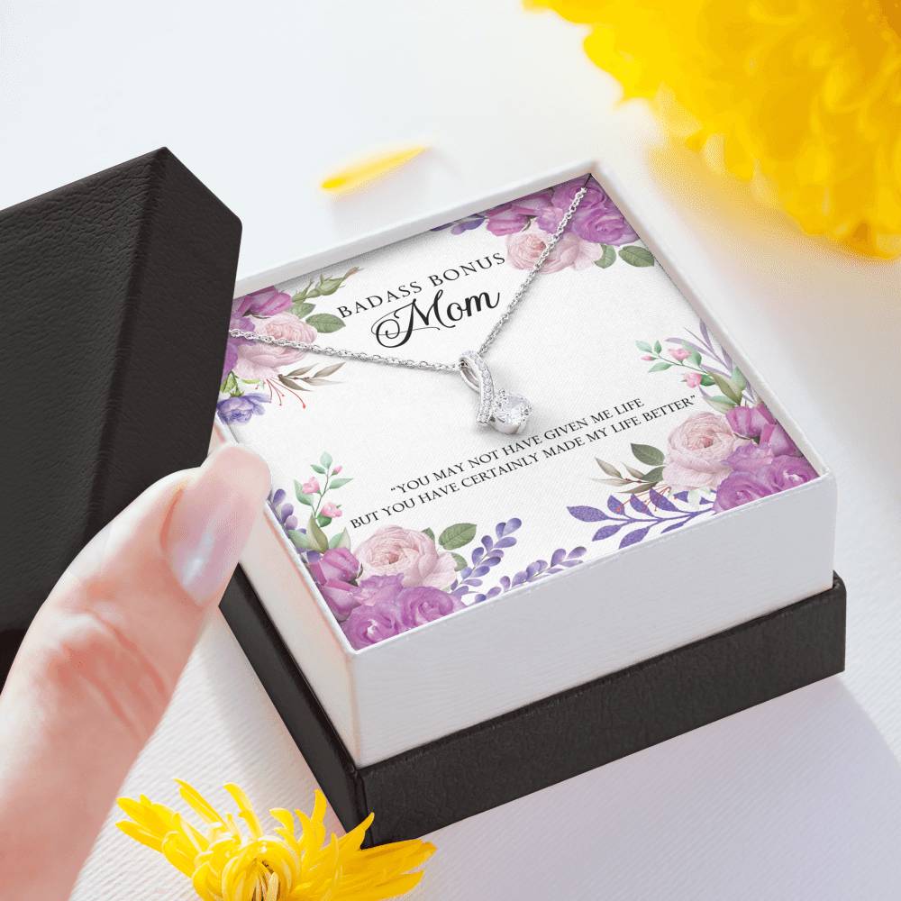 TO MY BADASS BONUS MOM "LIFE-SO" ALLURING BEAUTY NECKLACE GIFT SET - ON CLOUD NINE GIFTS