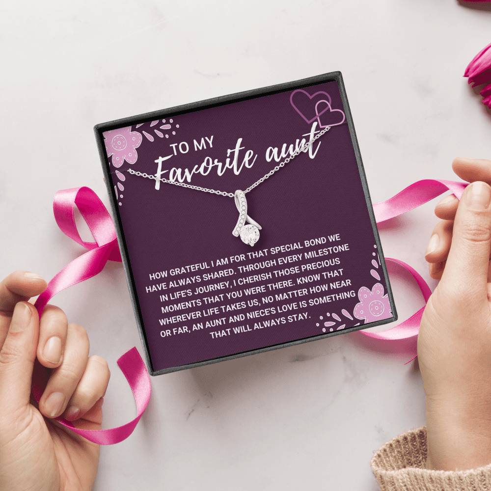 TO MY FAVORITE AUNT "LOVE WILL ALWAYS STAY" AUNT ALLURING BEAUTY NECKLACE GIFT SET - ON CLOUD NINE GIFTS