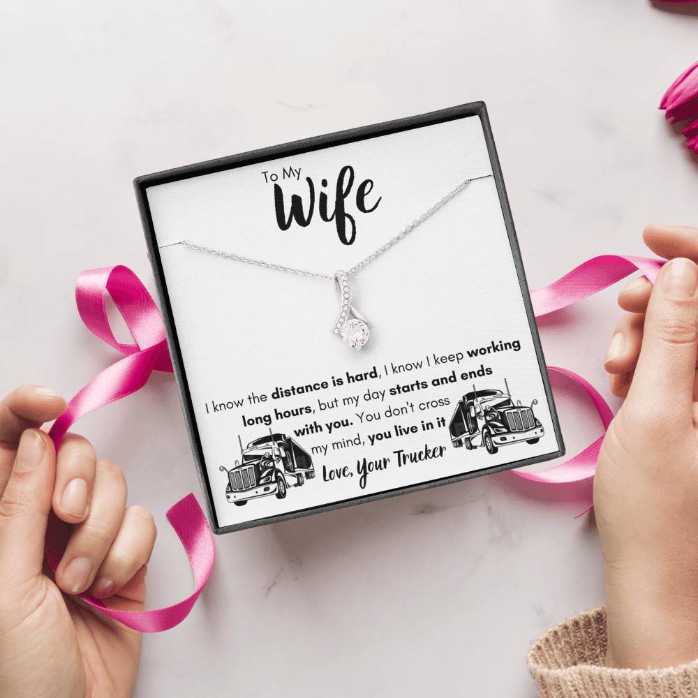 TO MY WIFE "LOVE, YOUR TRUCKER" ALLURING BEAUTY NECKLACE GIFT SET - ON CLOUD NINE GIFTS