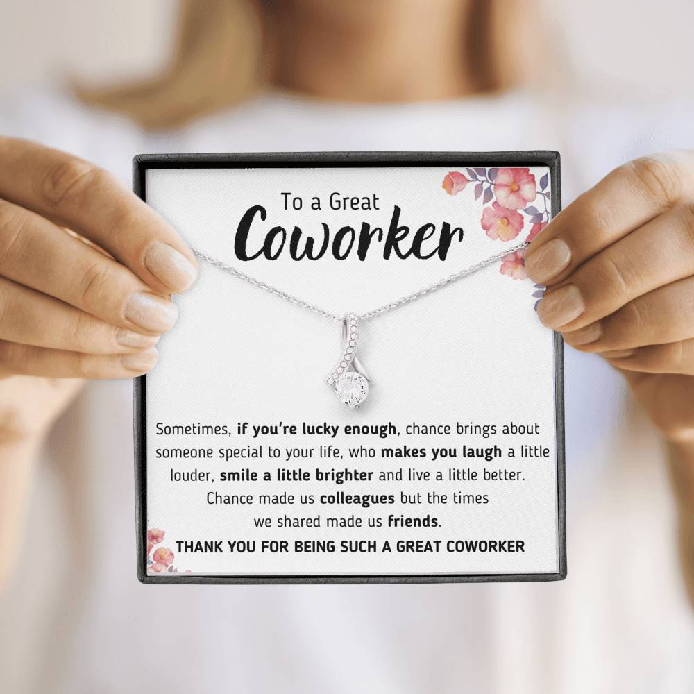 TO A GREAT COWORKER "A LITTLE BETTER" ALLURING BEAUTY NECKLACE GIFT SET - ON CLOUD NINE GIFTS