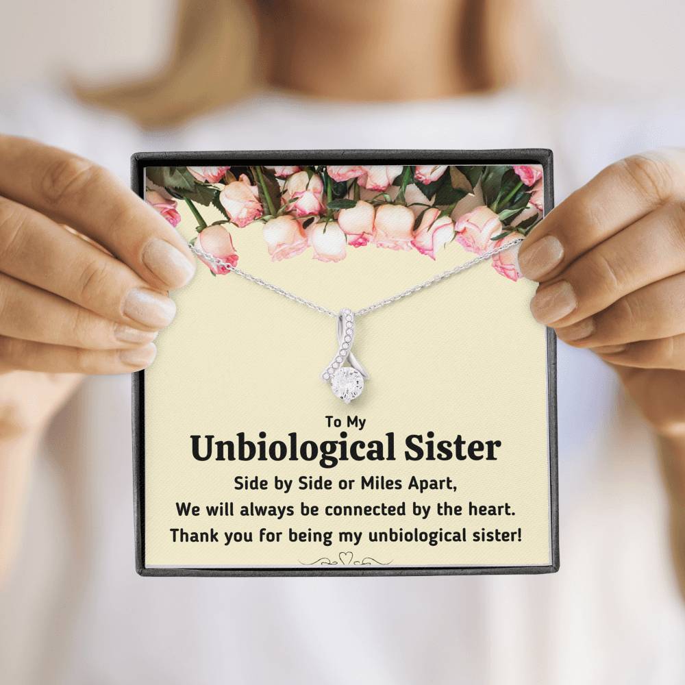 TO MY UNBIOLOGICAL SISTER "CONNECTED BY THE HEART" ALLURING BEAUTY NECKLACE GIFT SET - ON CLOUD NINE GIFTS