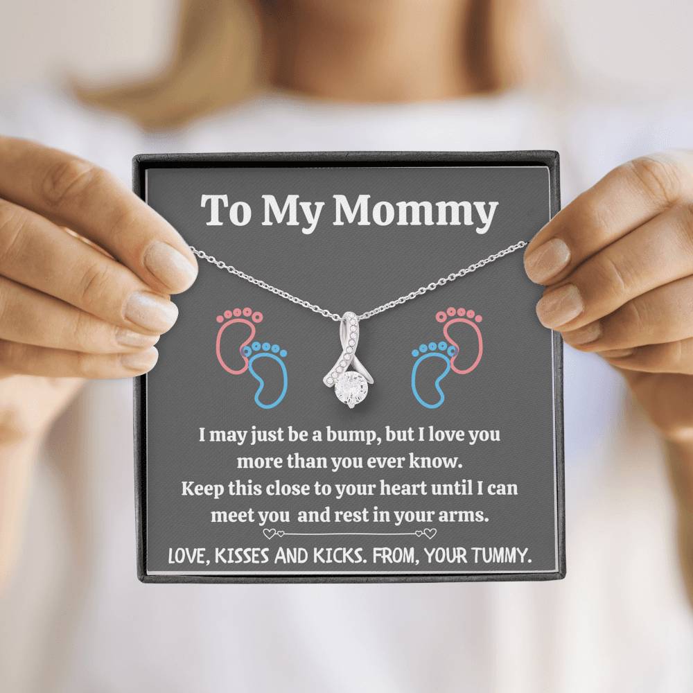 TO MY MOMMY "BABY FEET - GRAY" ALLURING BEAUTY NECKLACE GIFT SET - ON CLOUD NINE GIFTS