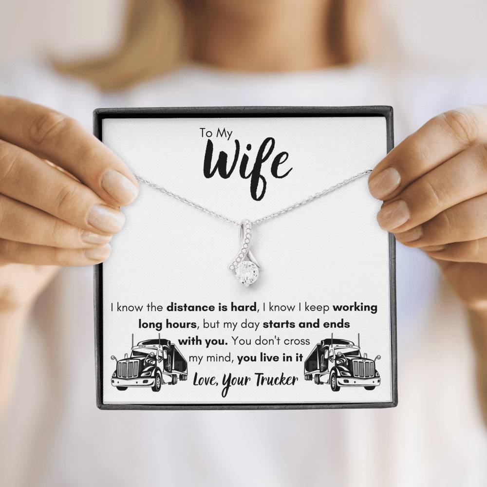 TO MY WIFE "LOVE, YOUR TRUCKER" ALLURING BEAUTY NECKLACE GIFT SET - ON CLOUD NINE GIFTS