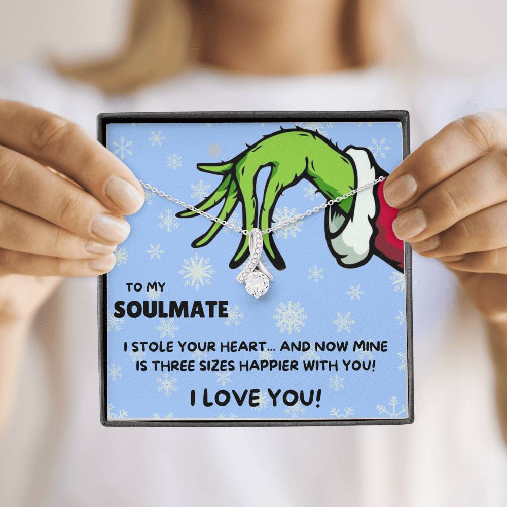 TO MY SOULMATE "THREE SIZES HAPPIER - SNOW" ALLURING BEAUTY NECKLACE GIFT SET - ON CLOUD NINE GIFTS