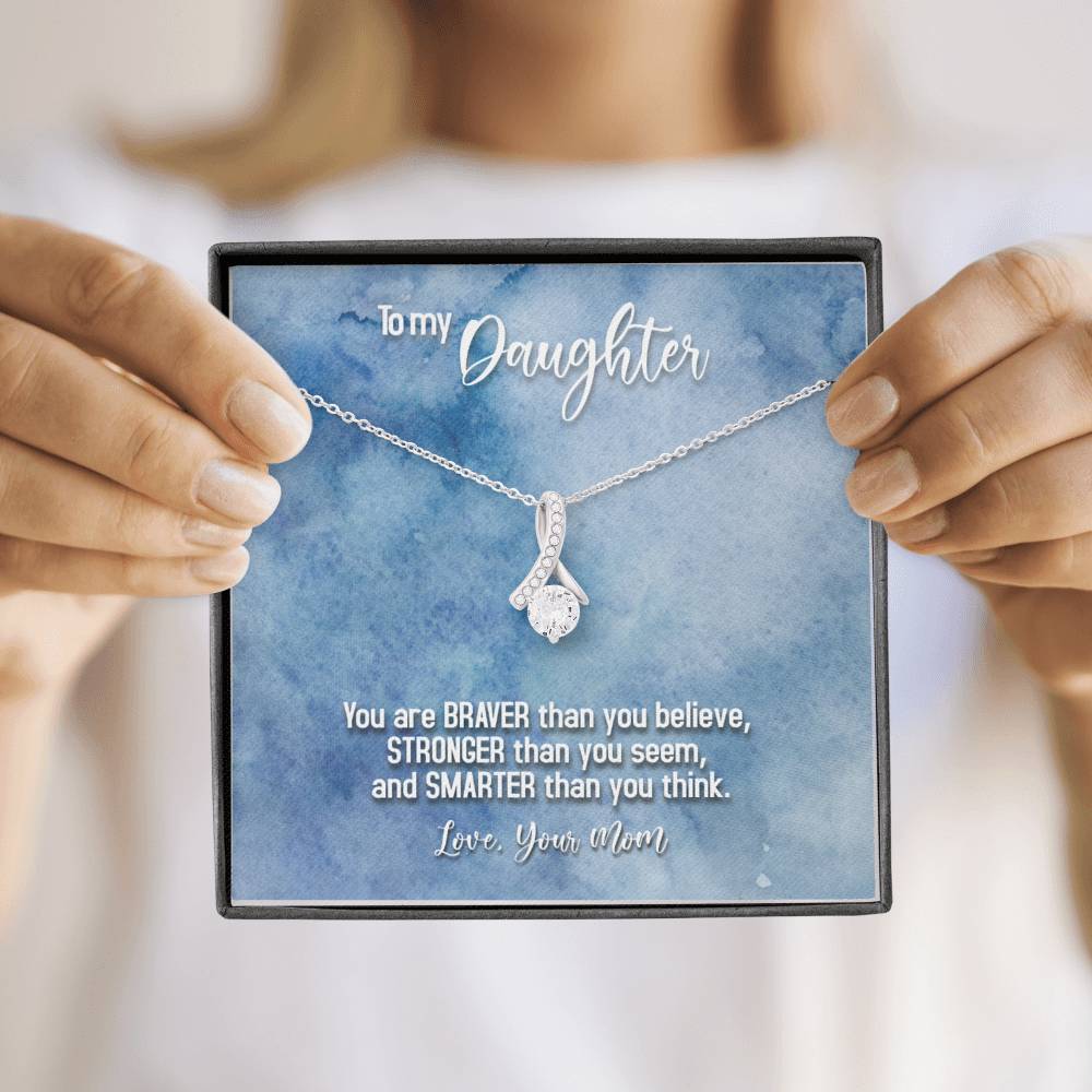 TO MY DAUGHTER "BRAVER - SO" ALLURING BEAUTY NECKLACE GIFT SET - ON CLOUD NINE GIFTS