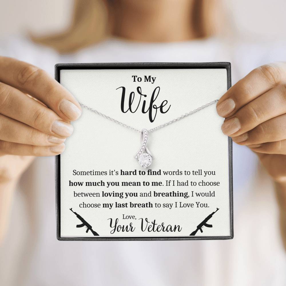 TO MY WIFE "VETERAN - BREATHING" ALLURING BEAUTY NECKLACE GIFT SET - ON CLOUD NINE GIFTS