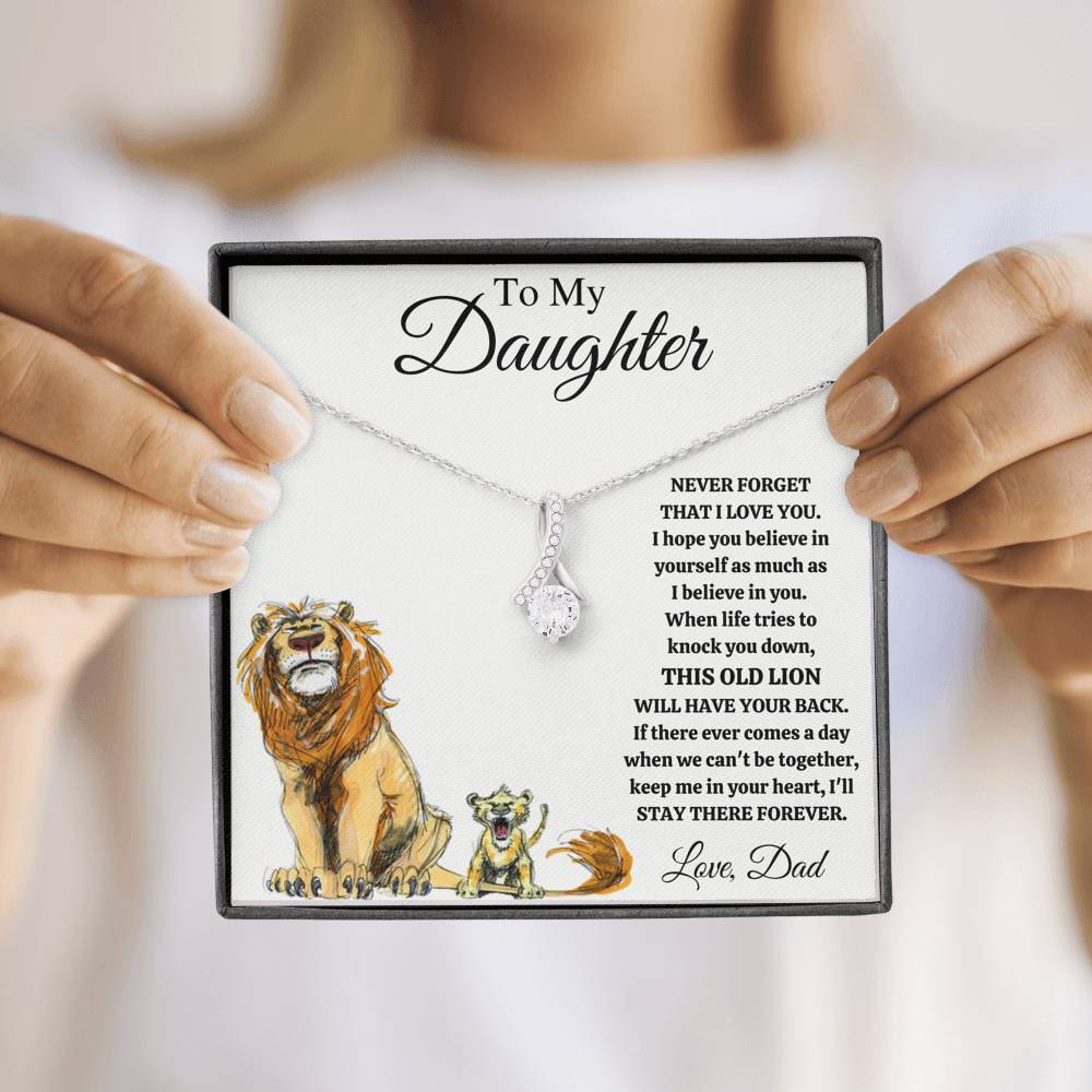 TO MY DAUGHTER "THIS OLD LION - DRAWING" ALLURING BEAUTY NECKLACE GIFT SET - ON CLOUD NINE GIFTS
