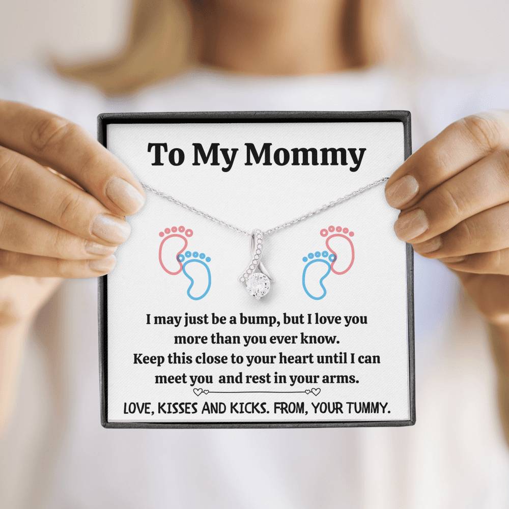 TO MY MOMMY "BABY FEET - WHITE" ALLURING BEAUTY NECKLACE GIFT SET - ON CLOUD NINE GIFTS