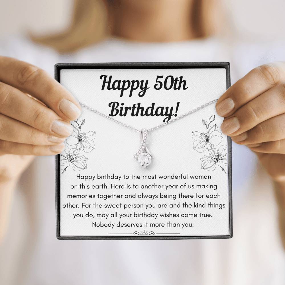 HAPPY 50TH BIRTHDAY ALLURING BEAUTY NECKLACE GIFT SET - ON CLOUD NINE GIFTS