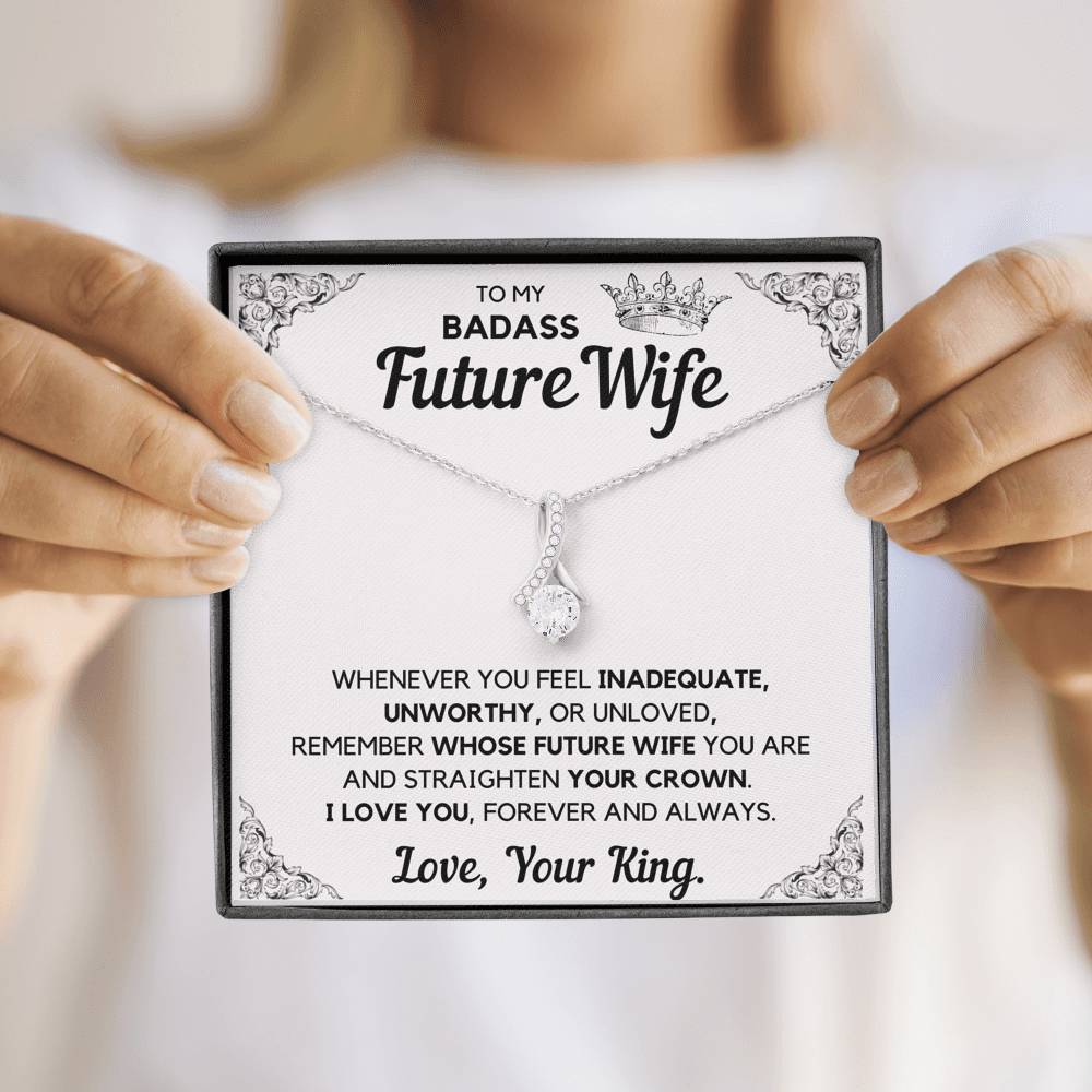 TO MY BADASS FUTURE WIFE CROWN ALLURING BEAUTY NECKLACE GIFT SET - ON CLOUD NINE GIFTS