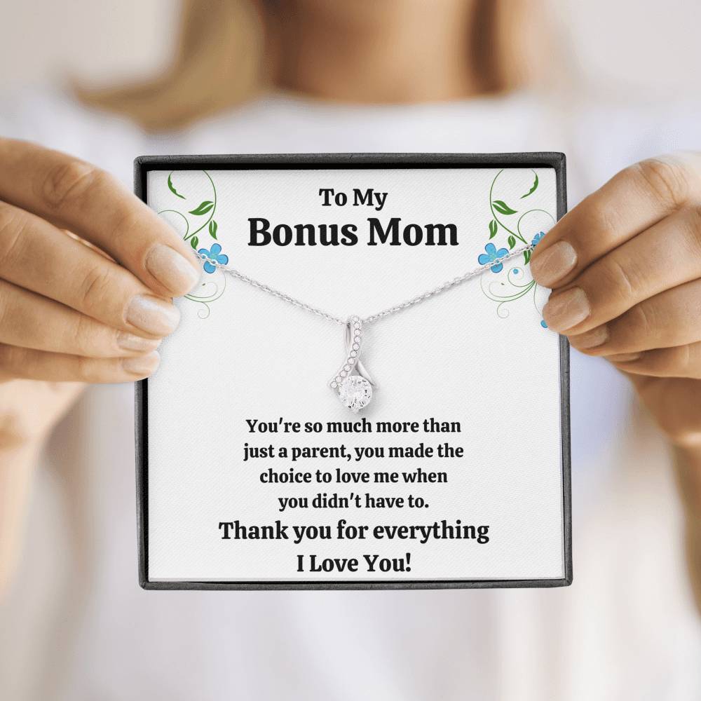 TO MY BONUS MOM "CHOICE TO LOVE ME" ALLURING BEAUTY NECKLACE GIFT SET - ON CLOUD NINE GIFTS