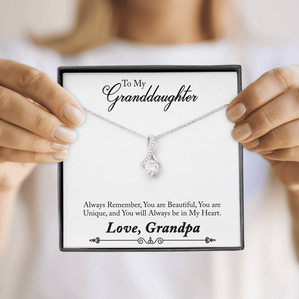 TO MY GRANDDAUGHTER "ALWAYS REMEMBER - SO" ALLURING BEAUTY NECKLACE GIFT SET - ON CLOUD NINE GIFTS