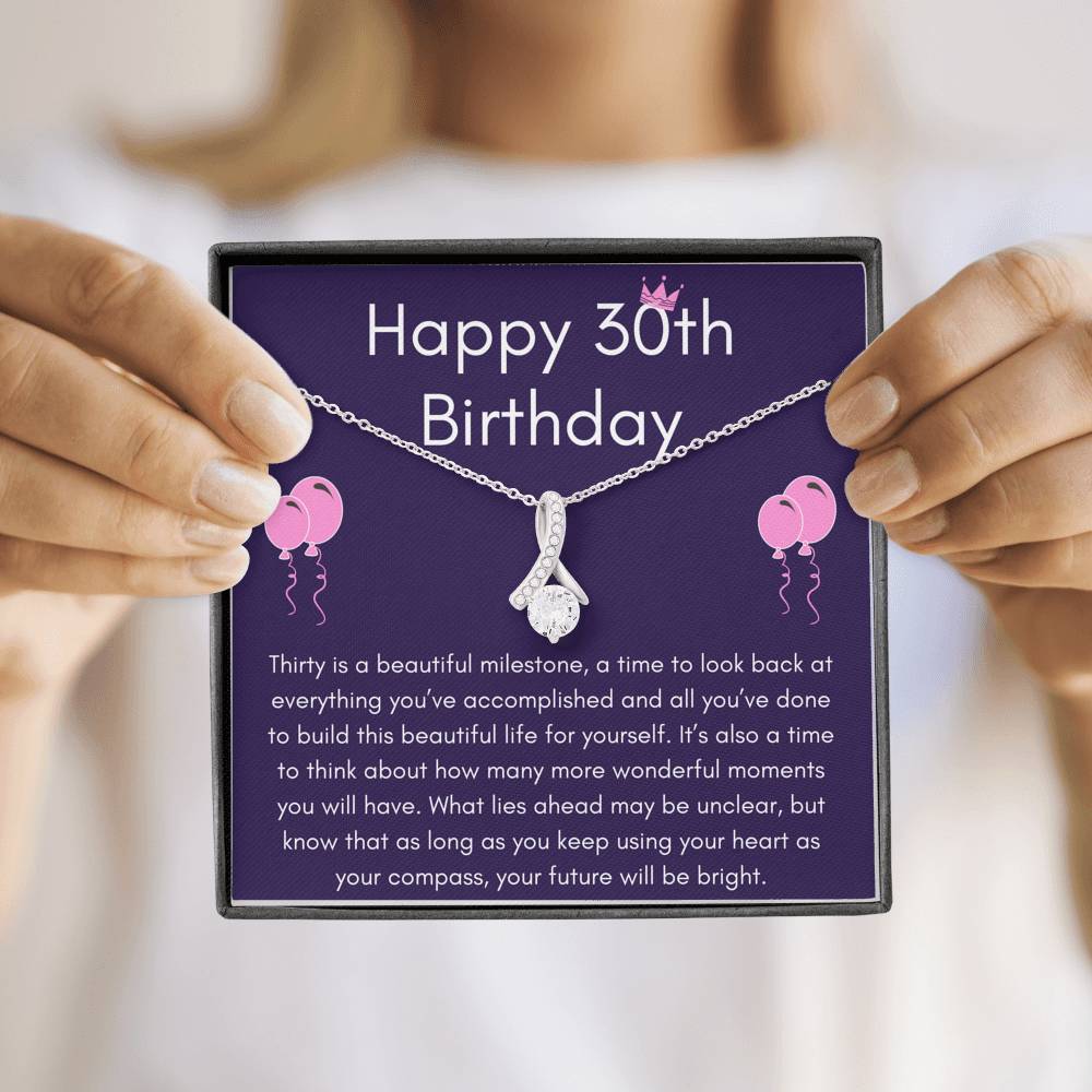 HAPPY 30TH BIRTHDAY "THIRTY IS A BEAUTIFUL MILESTONE" ALLURING BEAUTY NECKLACE GIFT SET - ON CLOUD NINE GIFTS