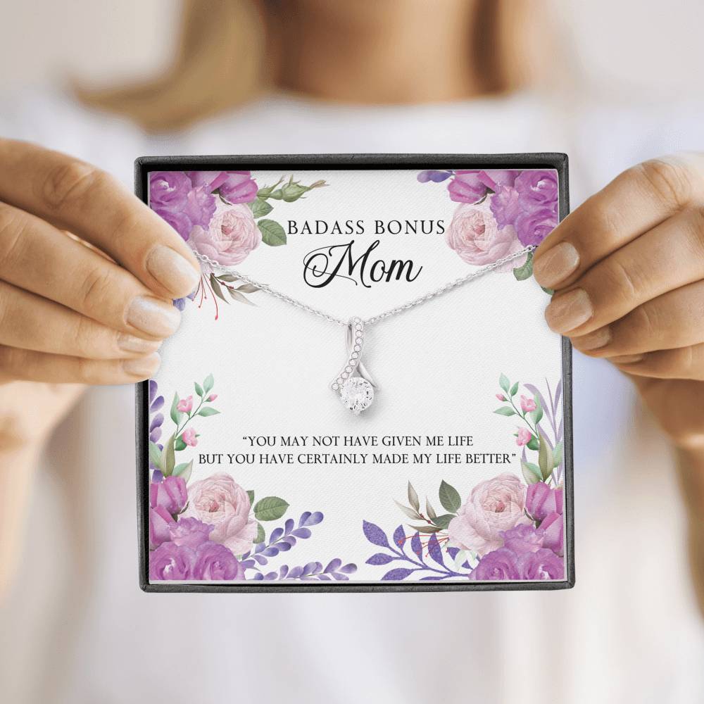 TO MY BADASS BONUS MOM "LIFE-SO" ALLURING BEAUTY NECKLACE GIFT SET - ON CLOUD NINE GIFTS