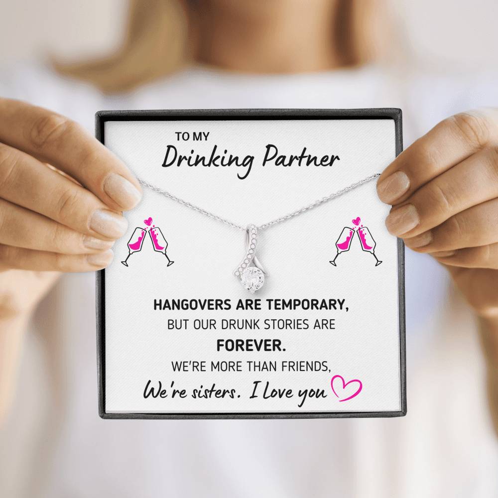 TO MY DRINKING PARTNER "MORE THAN FRIENDS" ALLURING BEAUTY NECKLACE GIFT SET - ON CLOUD NINE GIFTS