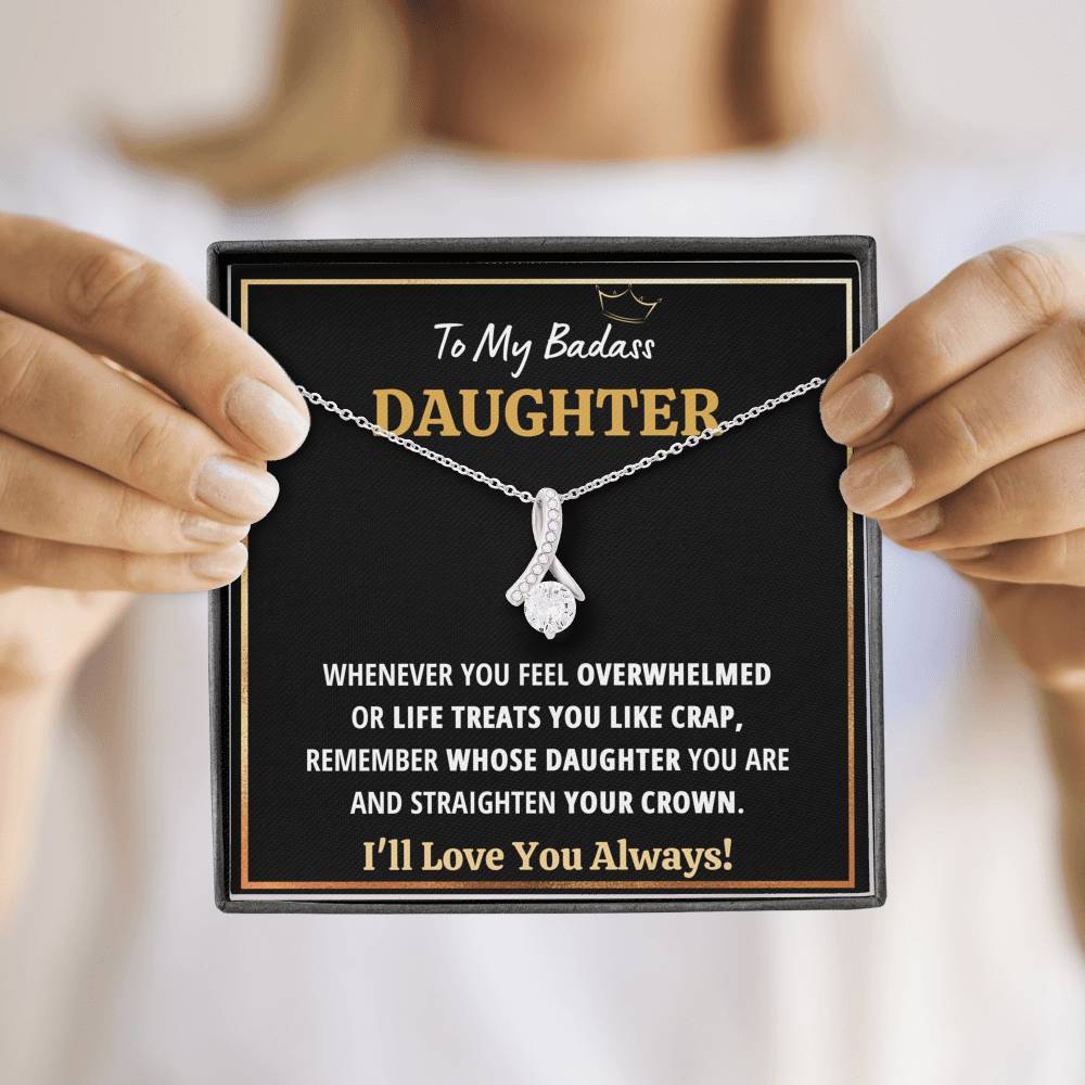 TO MY BADASS DAUGHTER "CRAP - BLACK" ALLURING BEAUTY NECKLACE GIFT SET - ON CLOUD NINE GIFTS