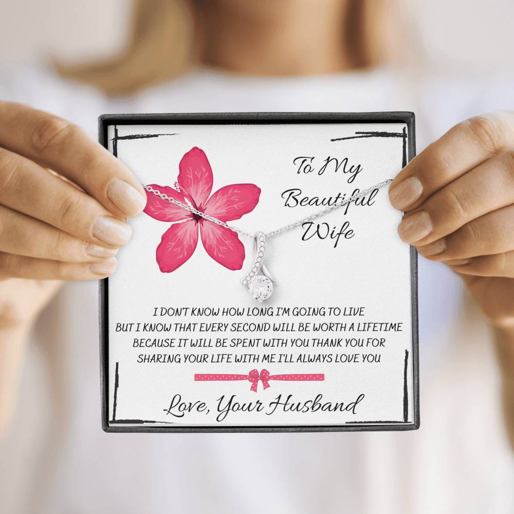 TO MY BEAUTIFUL WIFE "EVERY SECOND" ALLURING BEAUTY NECKLACE GIFT SET - ON CLOUD NINE GIFTS