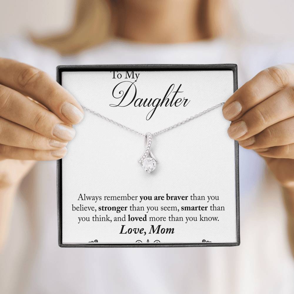 TO MY DAUGHTER "STRONGER THAN YOU SEEM - SO" ALLURING BEAUTY NECKLACE GIFT SET - ON CLOUD NINE GIFTS
