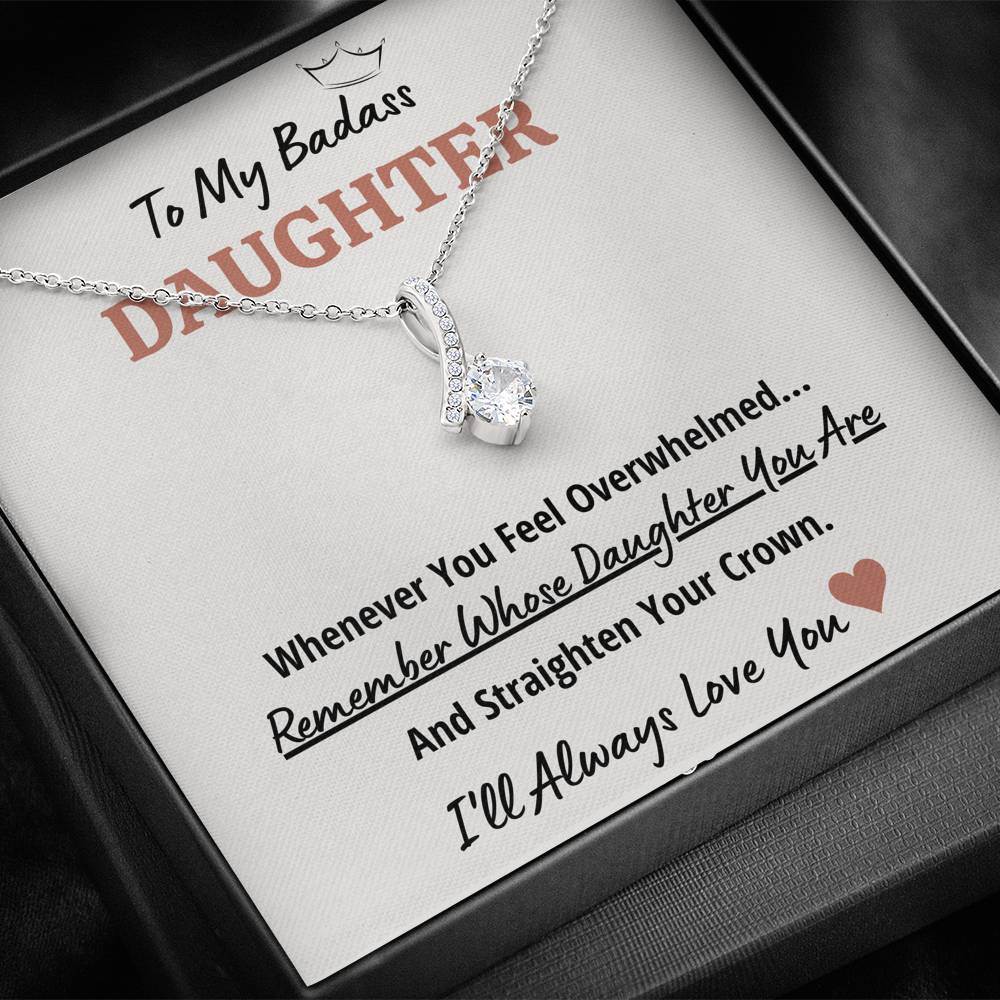 TO MY BADASS DAUGHTER "CROWN" ALLURING BEAUTY NECKLACE GIFT SET - ON CLOUD NINE GIFTS