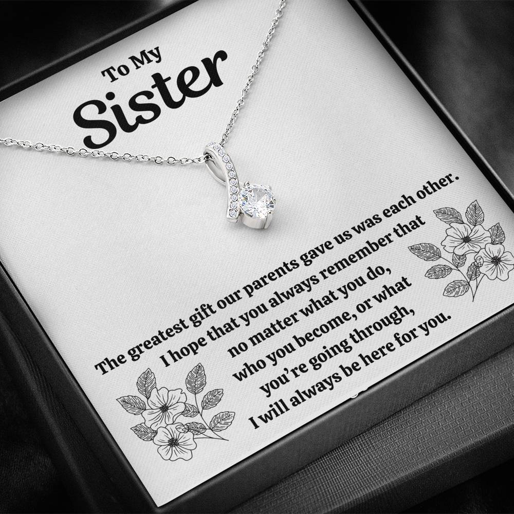 TO MY SISTER "OUR PARENTS" ALLURING BEAUTY NECKLACE GIFT SET - ON CLOUD NINE GIFTS